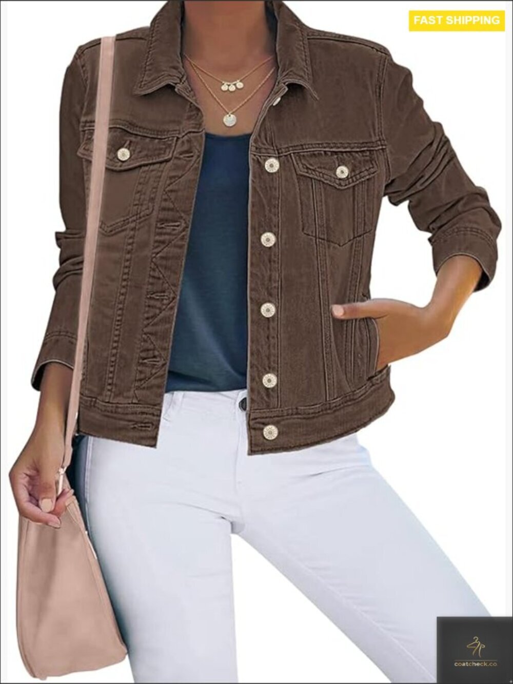 Button Down Stretch Fitted Long Sleeve Denim Jacket Classic Y2K Trucker